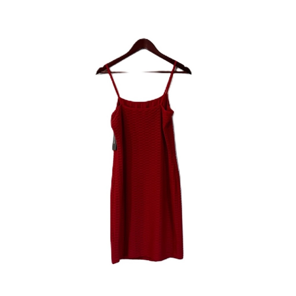 Bebe Red Rhinestone Textured Patterned Dress - Picture 6 of 14